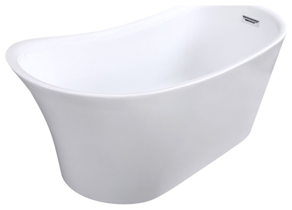 ARIEL Milan 67" Acrylic Freestanding Bathtub Polished Chrome and Overflow Drain