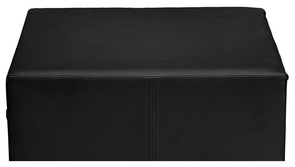Dorian Black Faux Leather Upholstered Modern Nightstand