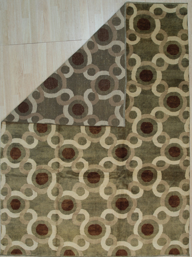 Green Transitional Geometric Ningxia Area Rug