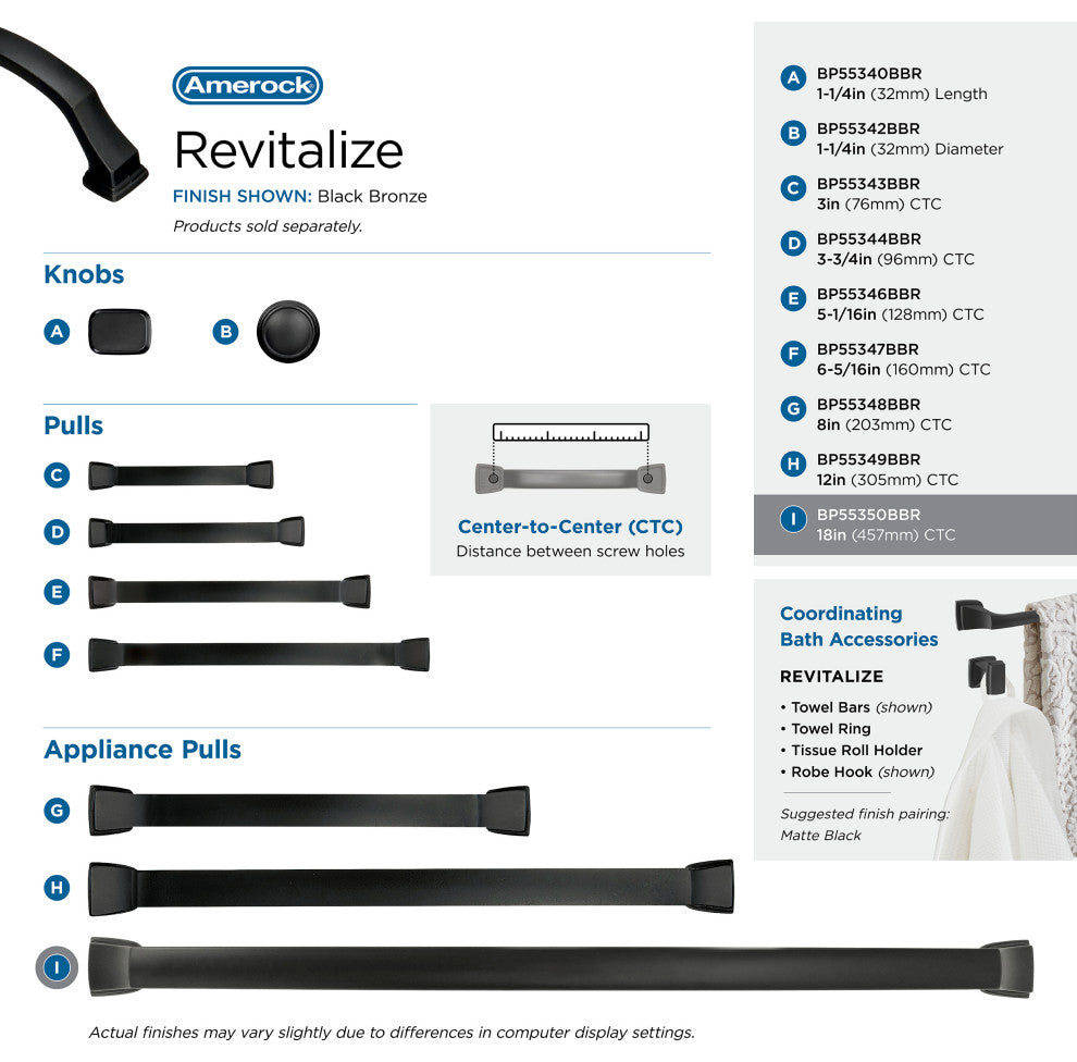 Revitalize Appliance Pull, Black Bronze, 18" Center-to-Center