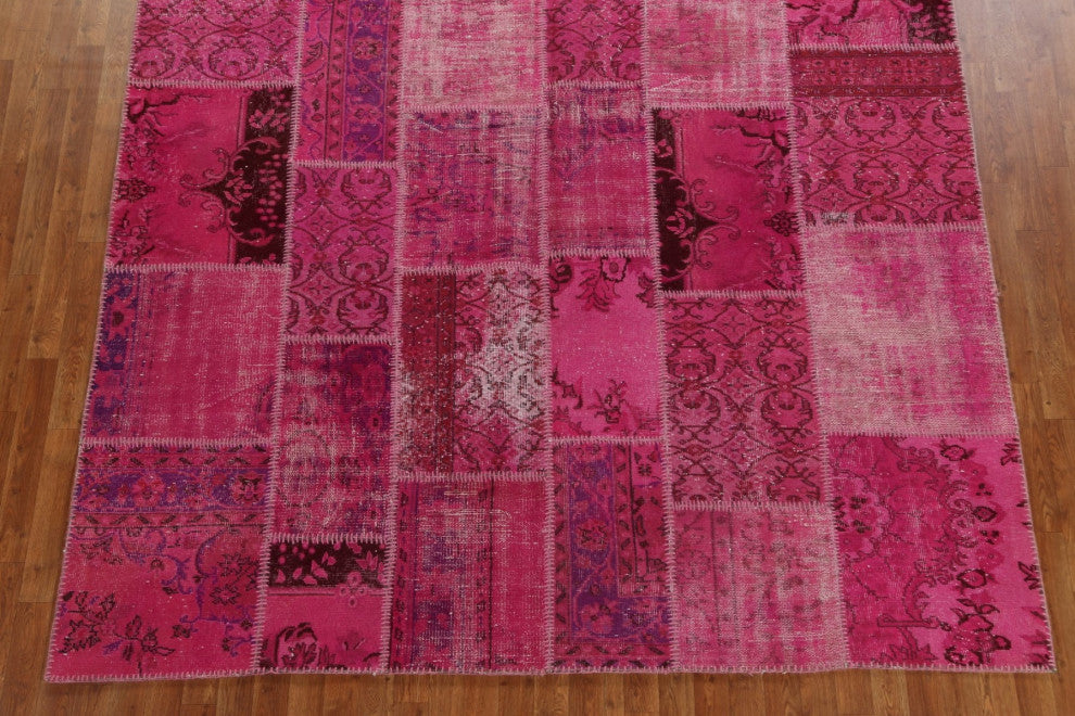 Patchwork Oriental Living Room Area Rug Hand-tufted Wool Carpet 8x11