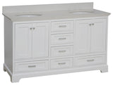 Harper 60" Bathroom Vanity, White, Quartz, Double