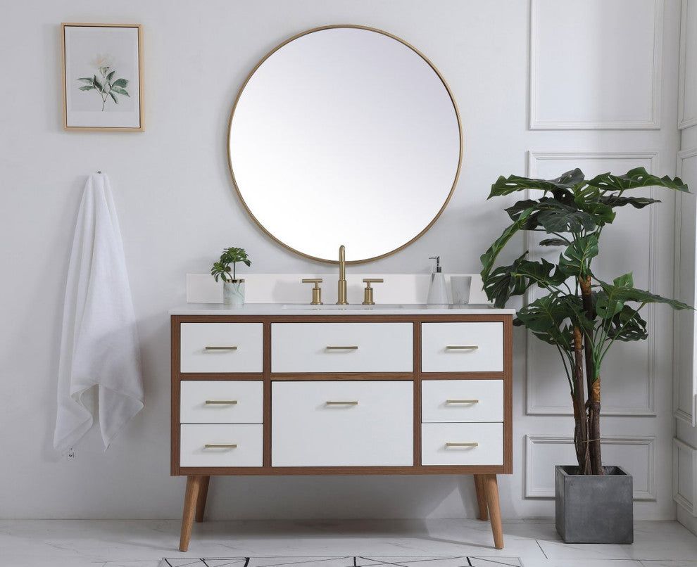 Bella 48" Bathroom Vanity, White With Backsplash