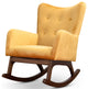 Charlotte Mid-Century Tufted Back Velvet Upholstered Rocking Chair, Yellow