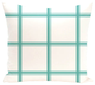 Windowpane Plaid Geometric Print Pillow, Jade, 20"x20"