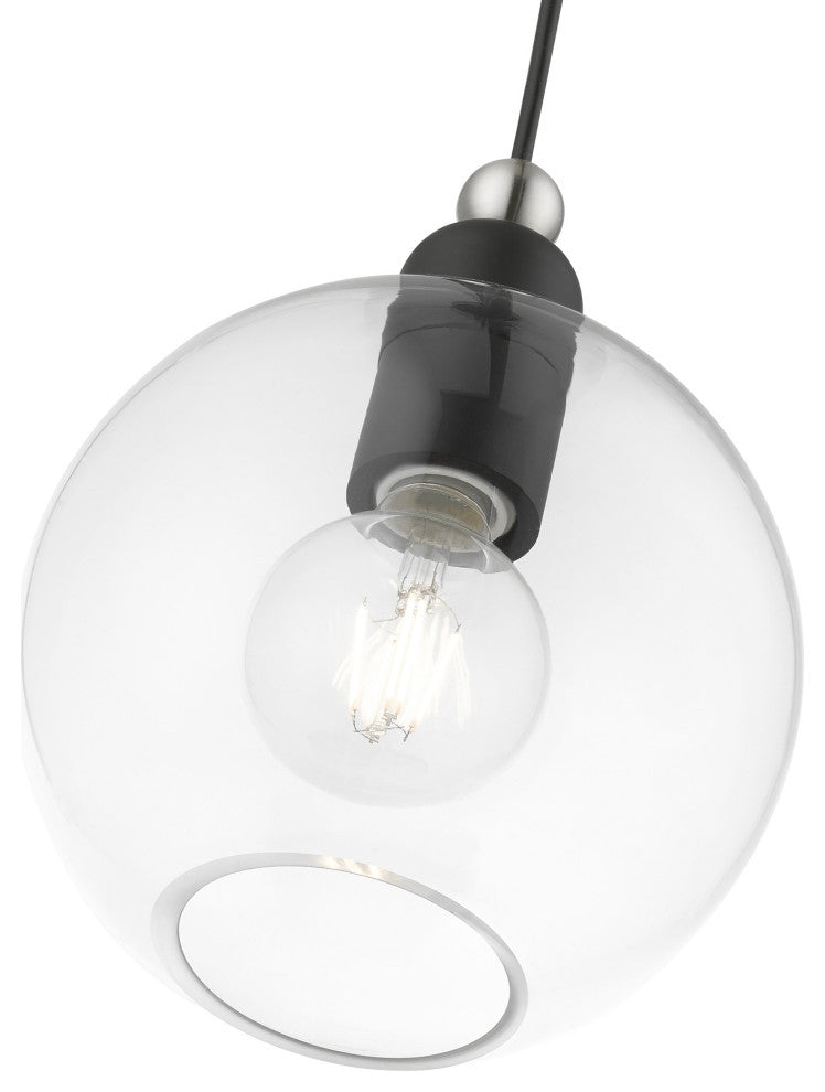Downtown 1 Light Black With Brushed Nickel Accents Sphere Pendant