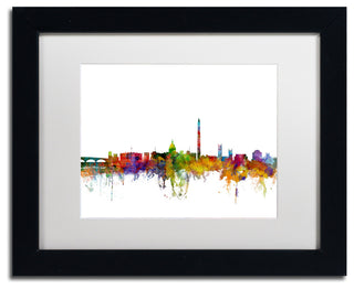 "Washington, DC Skyline II" Matted Framed Canvas Art by Michael Tompsett