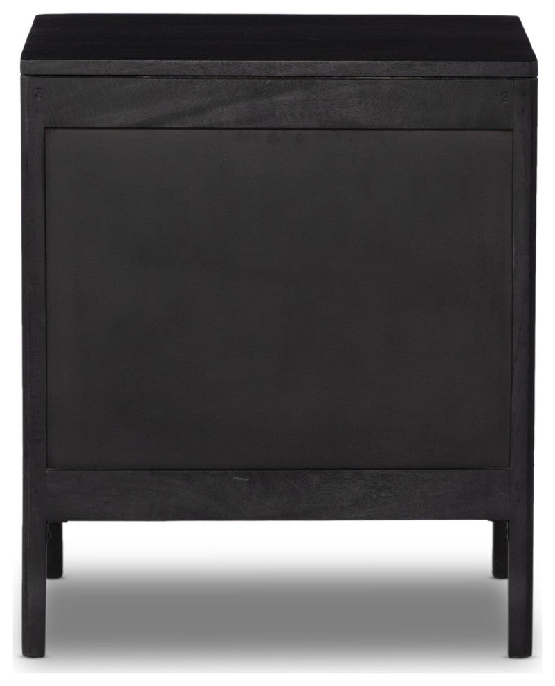 Sydney Left Nightstand Black Wash, Black Cane
