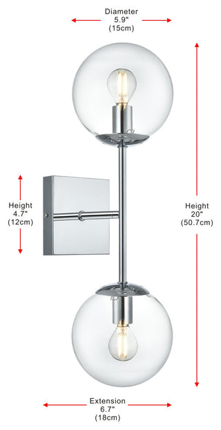 Home Living 6" Wall Sconce Clear Shade, Chrome