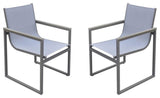 Armen Living Bistro Outdoor Aluminum Dining Arm Chair in Gray (Set of 2)