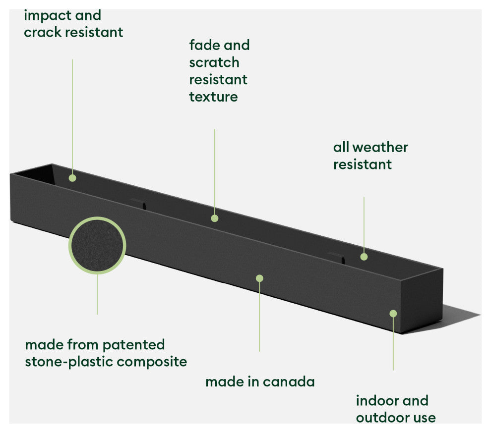 GEO Series Plastic Planter, Black, Trough, 1 Pack