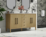 Home Living 60" Double Bathroom Vanity, Linen Oak