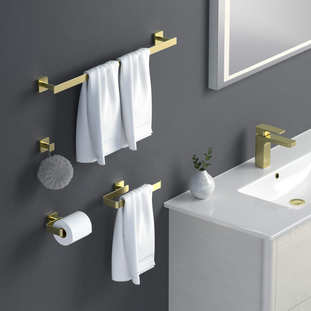 Blaze 4 Piece Bathroom Hardware Set, Brushed Gold