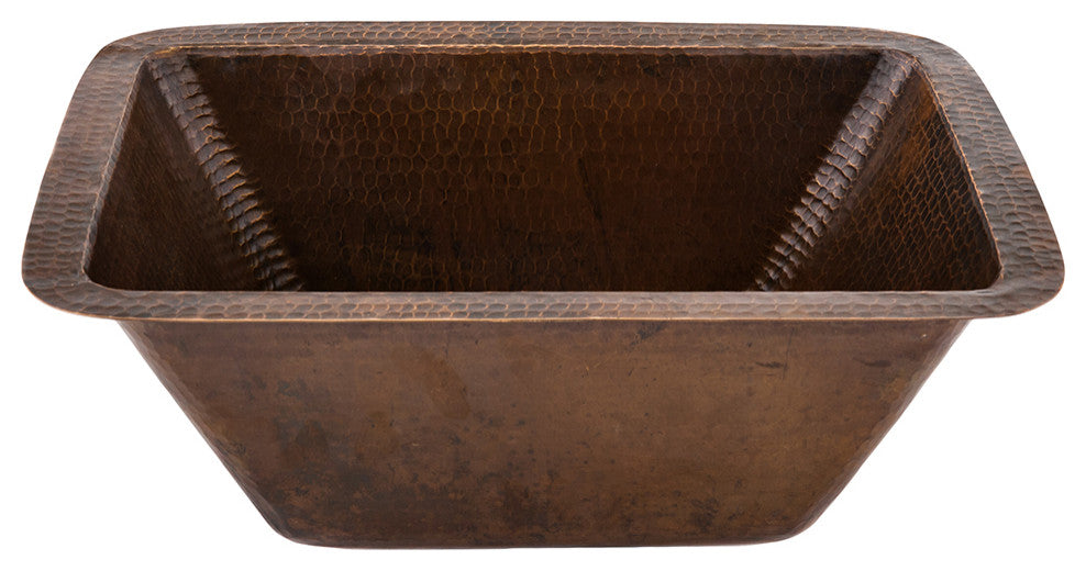 17" Rectangle Copper Bar Sink, 2" Drain Opening, Drain & Accessories