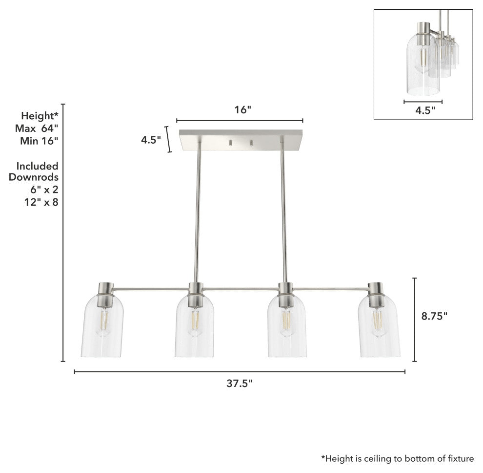 Hunter Lochemeade Brushed Nickel 4 Light Chandelier Ceiling Light Fixture