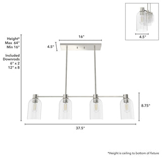 Hunter Lochemeade Brushed Nickel 4 Light Chandelier Ceiling Light Fixture