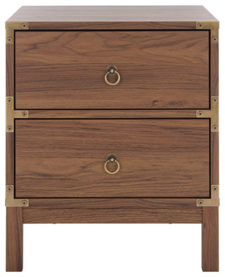 Safavieh Galio 2 Drawer Nightstand, Walnut/Gold