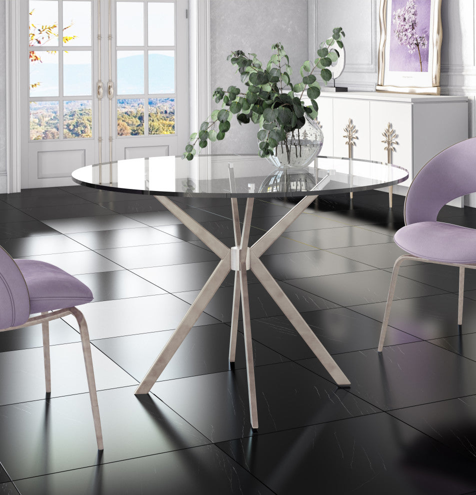 Modrest Dallas Modern Brushed Stainless Steel Dining Table