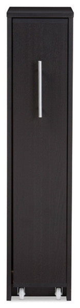 Lindo Dark Brown Wood Bookcase With One Pulled-out Door Shelving Cabinet