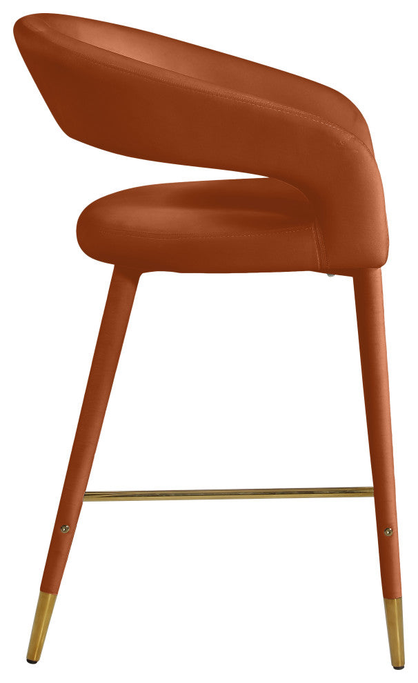 Destiny Counter Stool, Cognac, Velvet