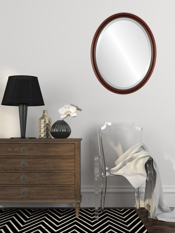Pasadena Framed Oval Mirror, Rosewood, 13"x17"