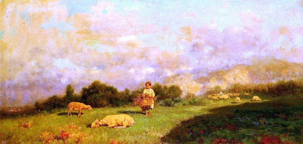 Francesco Lojacono Gathering Sticks, Gallery Wrapped Canvas Print, 15"x30"