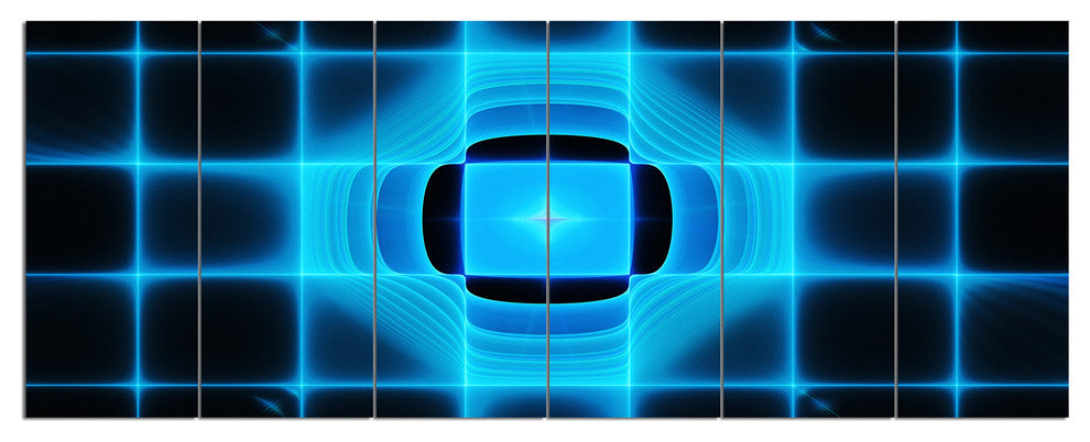 Blue on Black Thermal Infrared Visor, Abstract Canvas Print, 70"x28", 6 Panels