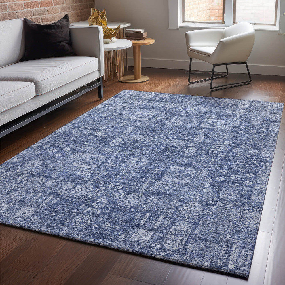 Premium Machine Washable Mayfield AMF637 Navy 5' x 7'6" Rug