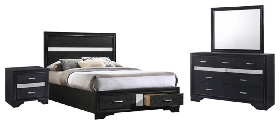 Coaster Miranda 4-piece Eastern King Platform Storage Wood Bedroom Set Black
