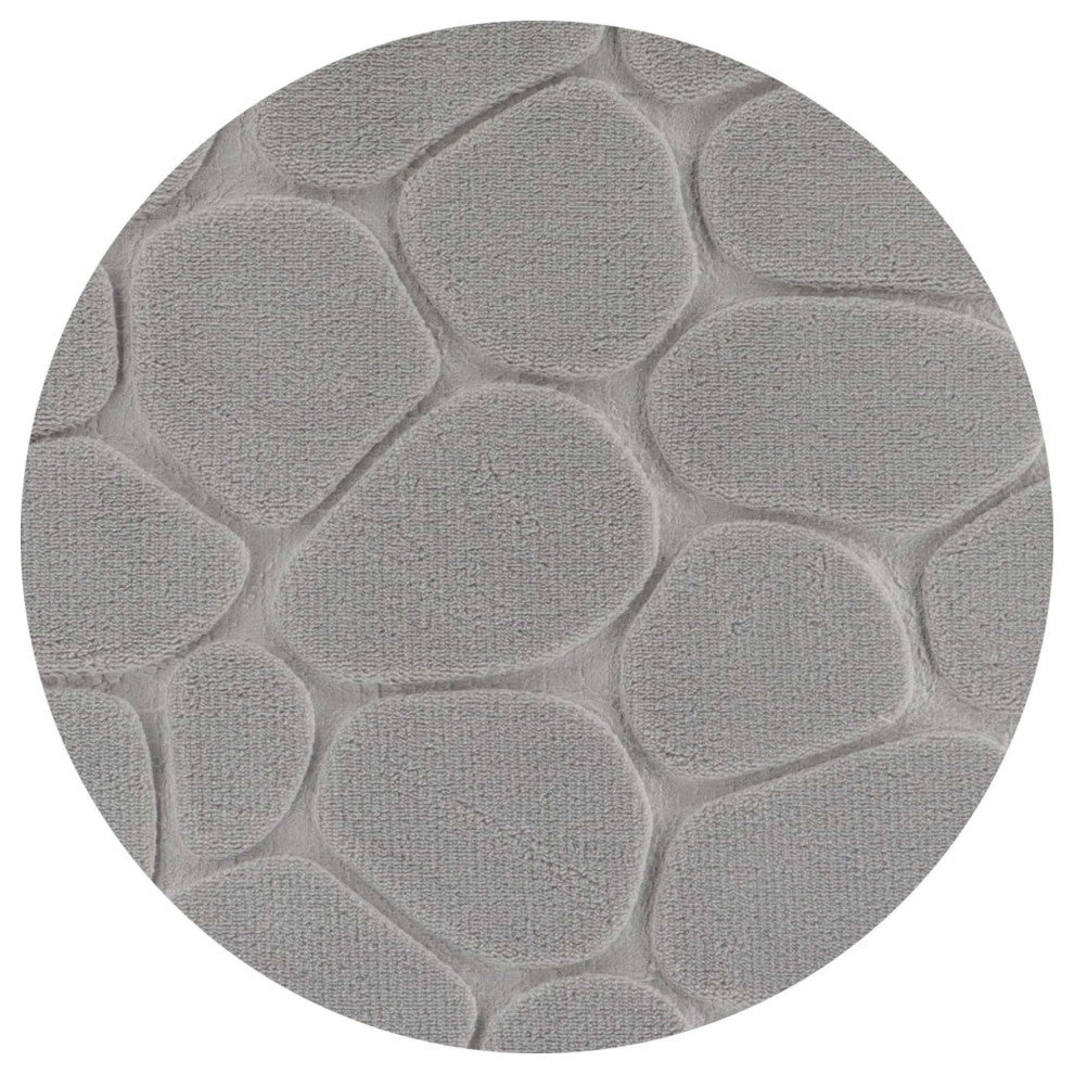 Bath Rug Memory Foam Mat 3D Pebble, Light Gray, Contour Rug 20"x20"