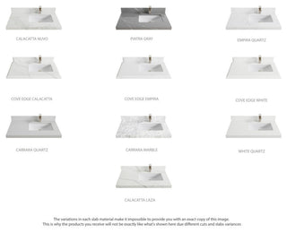 Cambridge 36 Right Offset Bath Vanity in Pewter Green 2" Carrara Marble