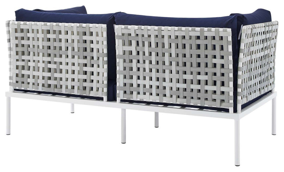Harmony 4-Piece Sunbrella Basket Weave Outdoor Patio Aluminum Seating Set