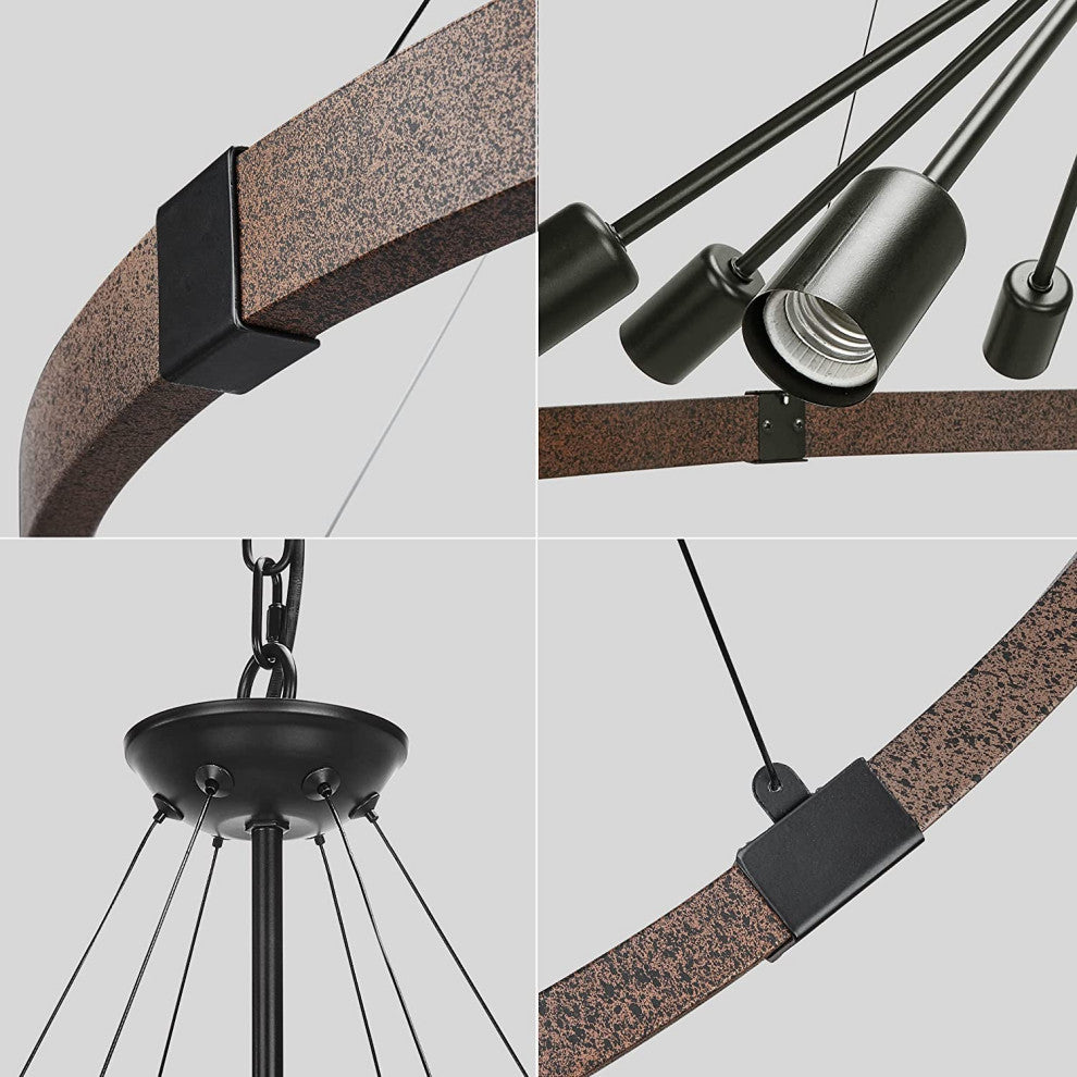 Farmhouse Wheel Chandelier 8 Light Metal Sputnik Pendant Light Fixture
