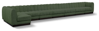 Quinn Chenille Upholstered 8-Piece L-Shaped Modular Sectional, Green