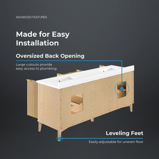 OVE Decors Gabi Single Sink Bathroom Vanity, Rustic Ash, 72", Double Sink