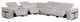 Giovanni 7-Piece 4-Power Reclining Italian Leather Sectional, Light Gray