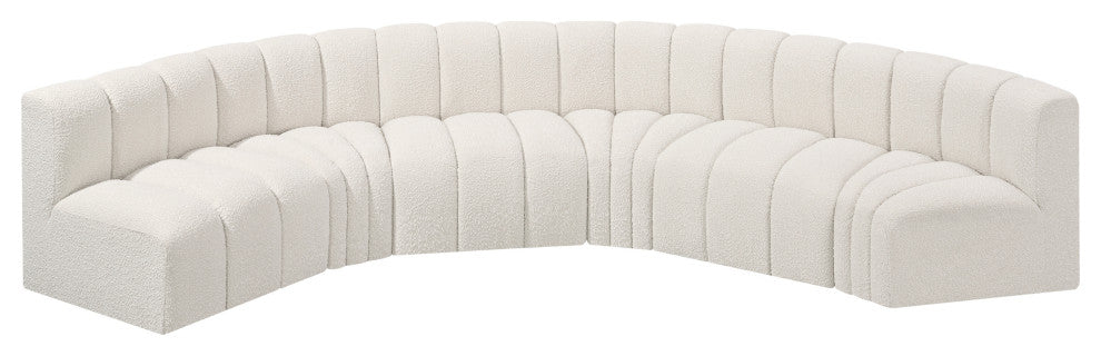 Arc Boucle Fabric Upholstered 6-Pc. U-Shaped Modular Sectional, Cream