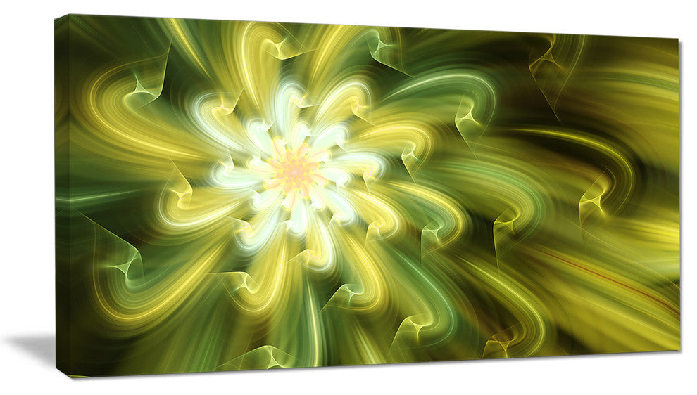 Dance of Yellow Fractal Petals, Floral Canvas Art Print, 32"x16"