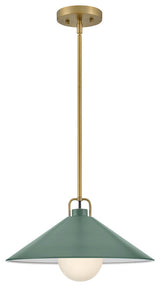 Lark Milo 16" Pendant Light, Lacquered Brass + Sage Green shade