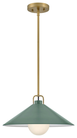 Lark Milo 16" Pendant Light, Lacquered Brass + Sage Green shade