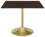 Lippa 40" Square Wood Dining Table, Gold Cherry Walnut