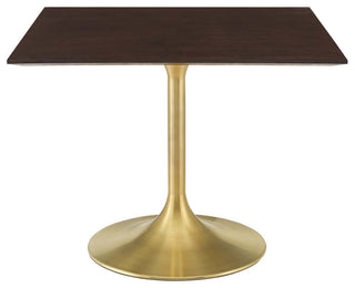 Lippa 40" Square Wood Dining Table, Gold Cherry Walnut