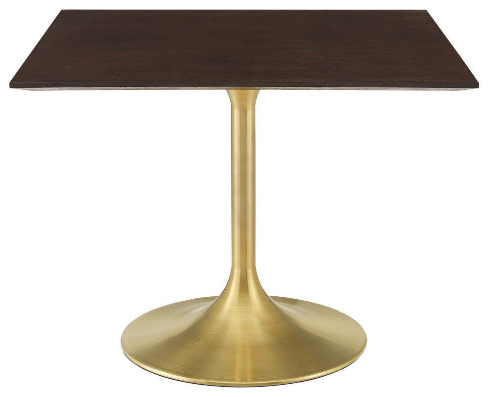 Lippa 40" Square Wood Dining Table, Gold Cherry Walnut