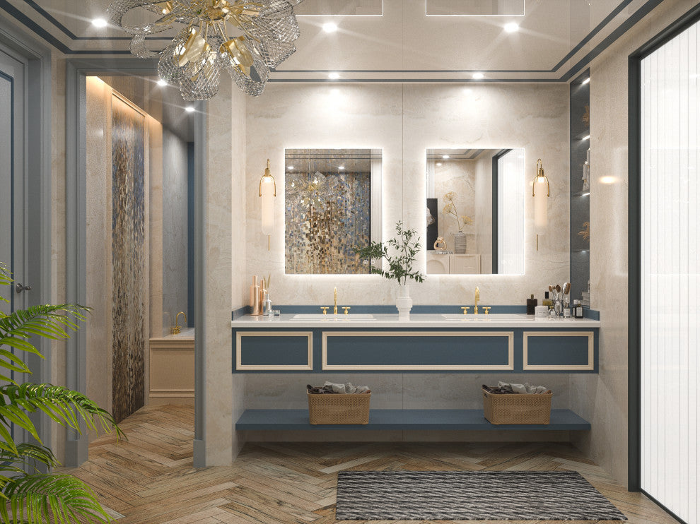 Backlit LED Mirror for Bathroom, Anti-Fog Dimmable, Silver, 36x28