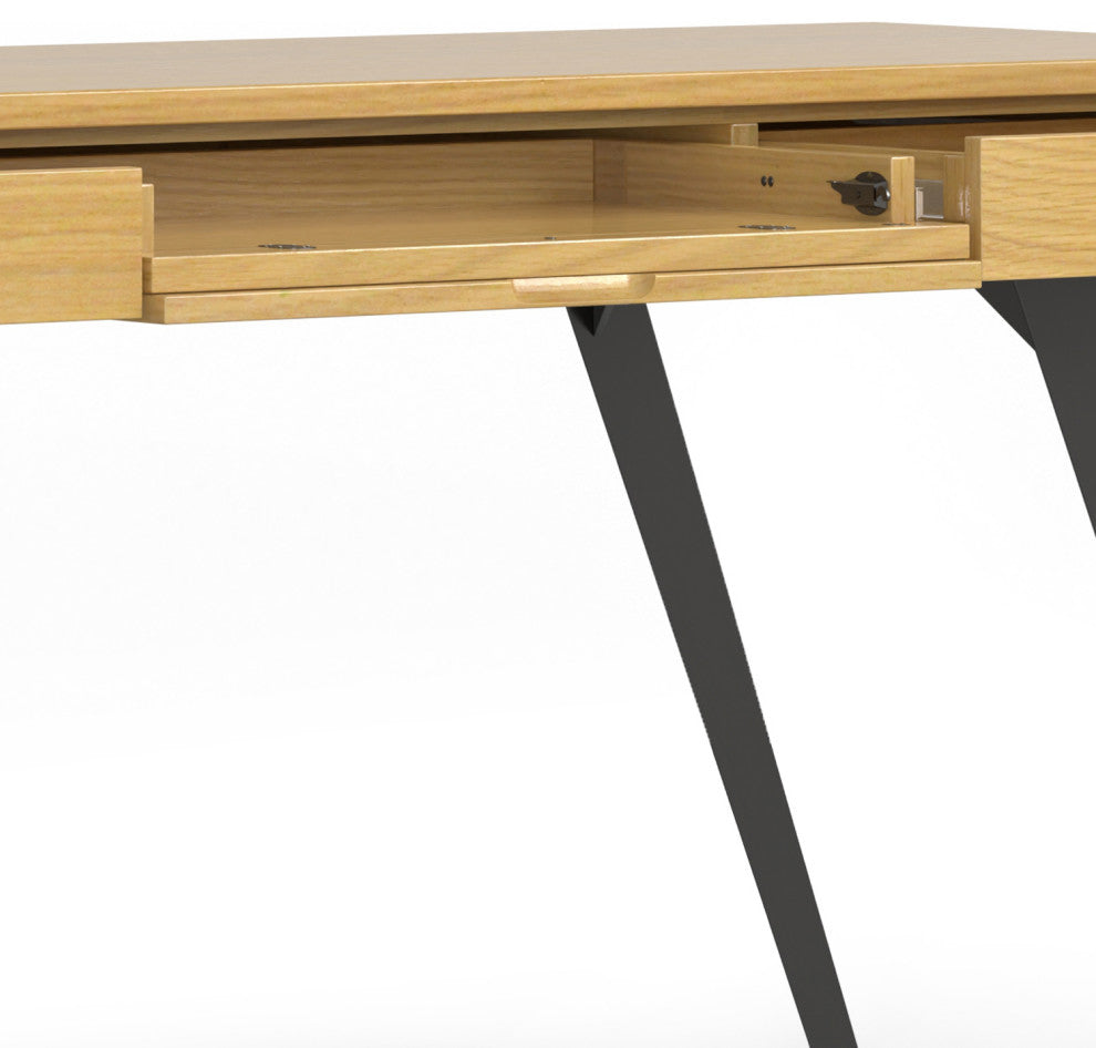 Lowry Solid Acacia Wood Large Desk, Oak