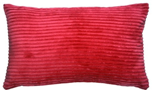 Pillow Decor - Wide Wale Corduroy 12 x 20 Throw Pillows, Red