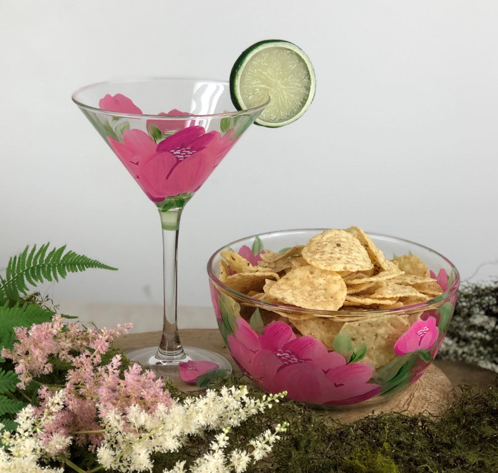 Peony Martini Glasses, Set of 2