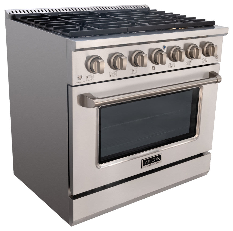 36" Slide-in Freestanding Gas Range & 5.2 Cu. Ft. Oven,6 Burners.Stainless Steel, Stainless Steel, 36"