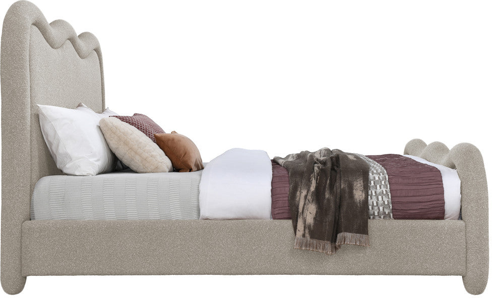 Gavin Upholstered Bed, Beige, Full, Chenille Fabric