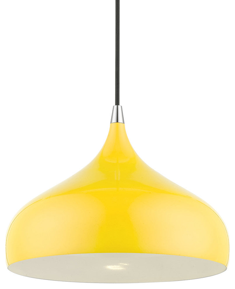 Amador 1 Light Shiny Yellow With Polished Chrome Accents Pendant